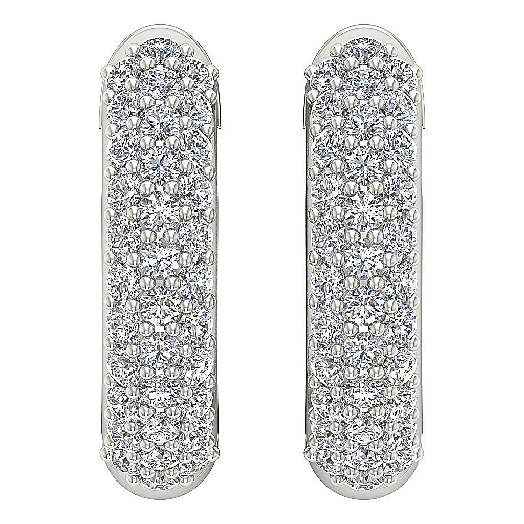 Prong Set Inside Outside Hoop Wedding Earrings Genuine Diamond SI1/I1 G 1.00 Ct 18k/14k White Yellow Rose Gold