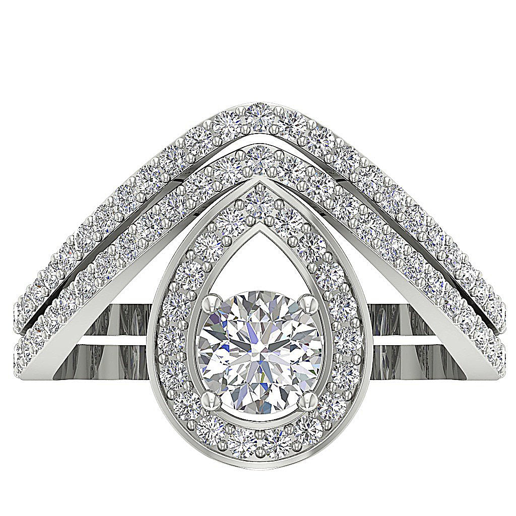 Drop Solitaire Wedding Set I1 G 1.40 Carat Round Cut Diamond 14K Rose Gold
