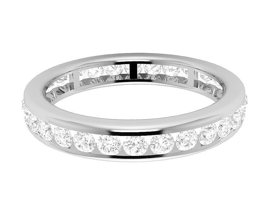 14k Yellow Gold Stackable Wedding Eternity Ring SI1 G 1.35 ct Natural Diamond Channel Set 3.40MM