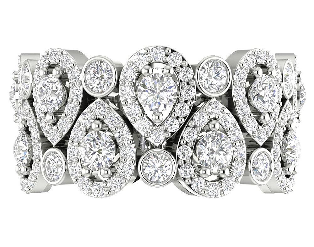 Round Diamond I1 G 3.10 Ct Eternity Anniversary Ring 14k White Gold Prong Bezel Set