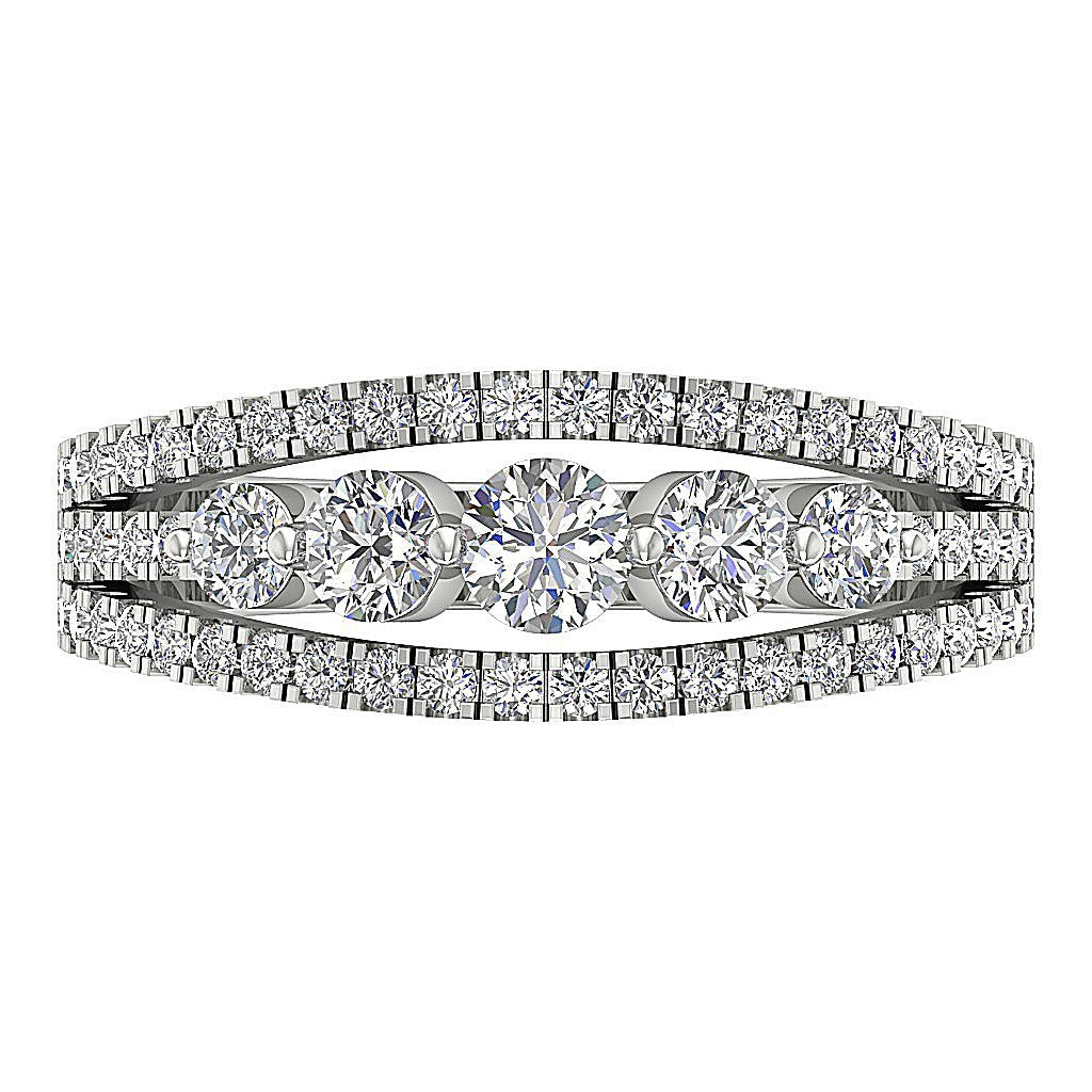 Designer Five Stone Wedding Ring Split Shank 14k Solid Gold Genuine Diamond I1 G 1.35 Ct Prong Set