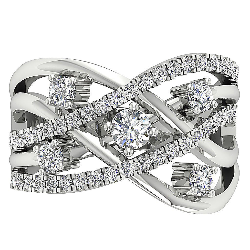 14k Rose Gold Prong Set Genuine Diamond I1 G 1.40 Ct Right Hand Wedding Ring 14.65 MM