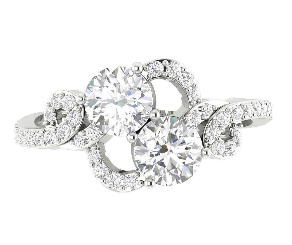 Prong Set Forever Us Two Stone Solitaire Engagement Ring SI1 G 1.35 Ct Natural Diamond 14k Solid Gold