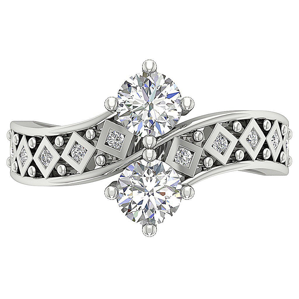 Prong Bezel Set Forever Us Solitaire Two Stone Wedding Ring Genuine Diamond SI1 G 1.15 Ct
