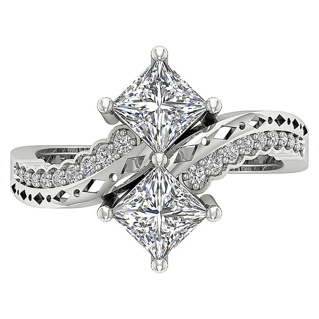 Natural Diamond Forever Us Two Stone Solitaire Engagement Ring I1 G 1.20 Ct Prong Set