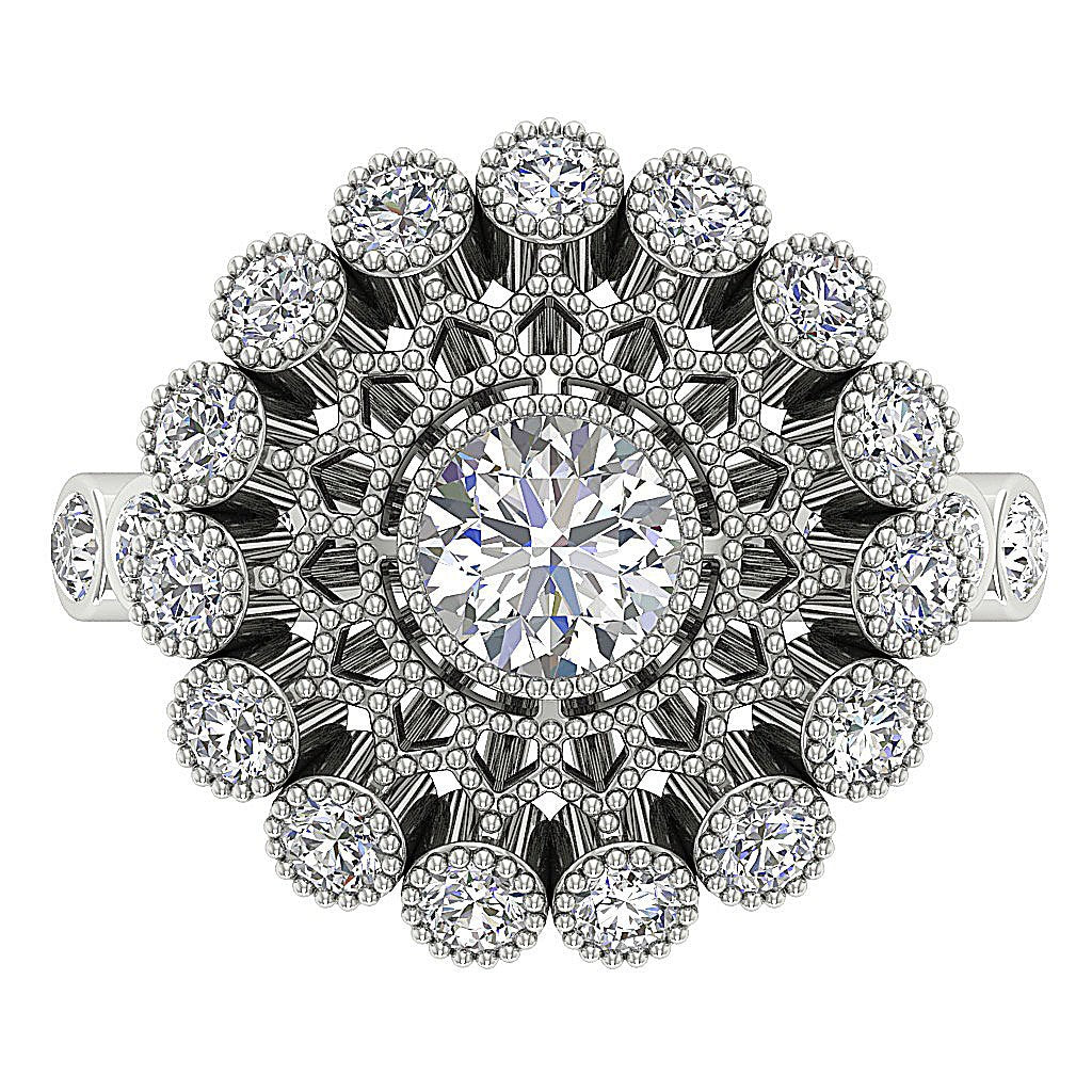 Halo Solitaire Anniversary Ring Round Diamond I1 G 3.15 Ct 14k White Yellow Rose Gold Bezel Set