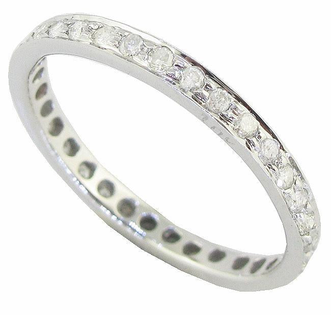 I1 G 0.55 Ct Stackable Eternity Wedding Ring Genuine Diamond 14k Yellow Gold Pave Set