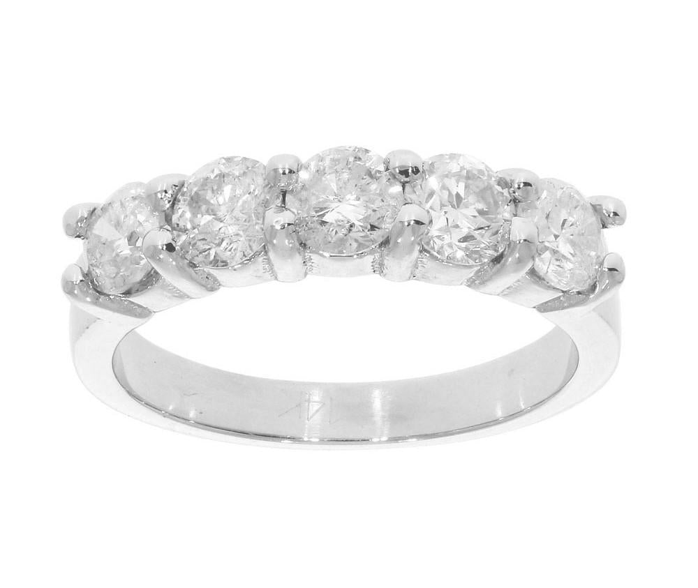 Natural Diamond Designer Five Stone Engagement Ring I1 G 1.25 Ct 14k Yellow Gold Prong Set