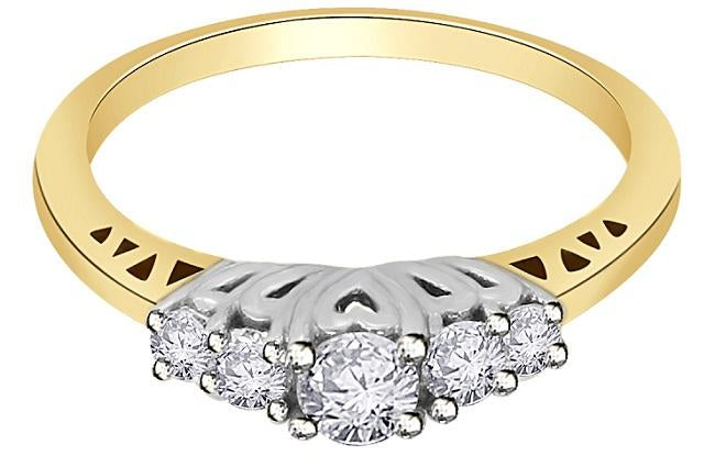 Genuine Diamond Designer Five Stone Wedding Ring I1 G 0.50 Ct 14k White Yellow Rose Gold Prong Set