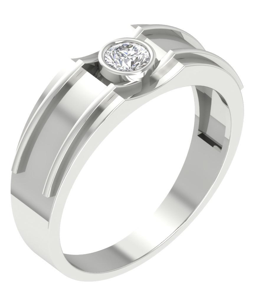 Men Solitaire Engagement Ring Natural Diamond 14k White Yellow Rose Gold SI1/I1 G 0.30 Ct Bezel Set