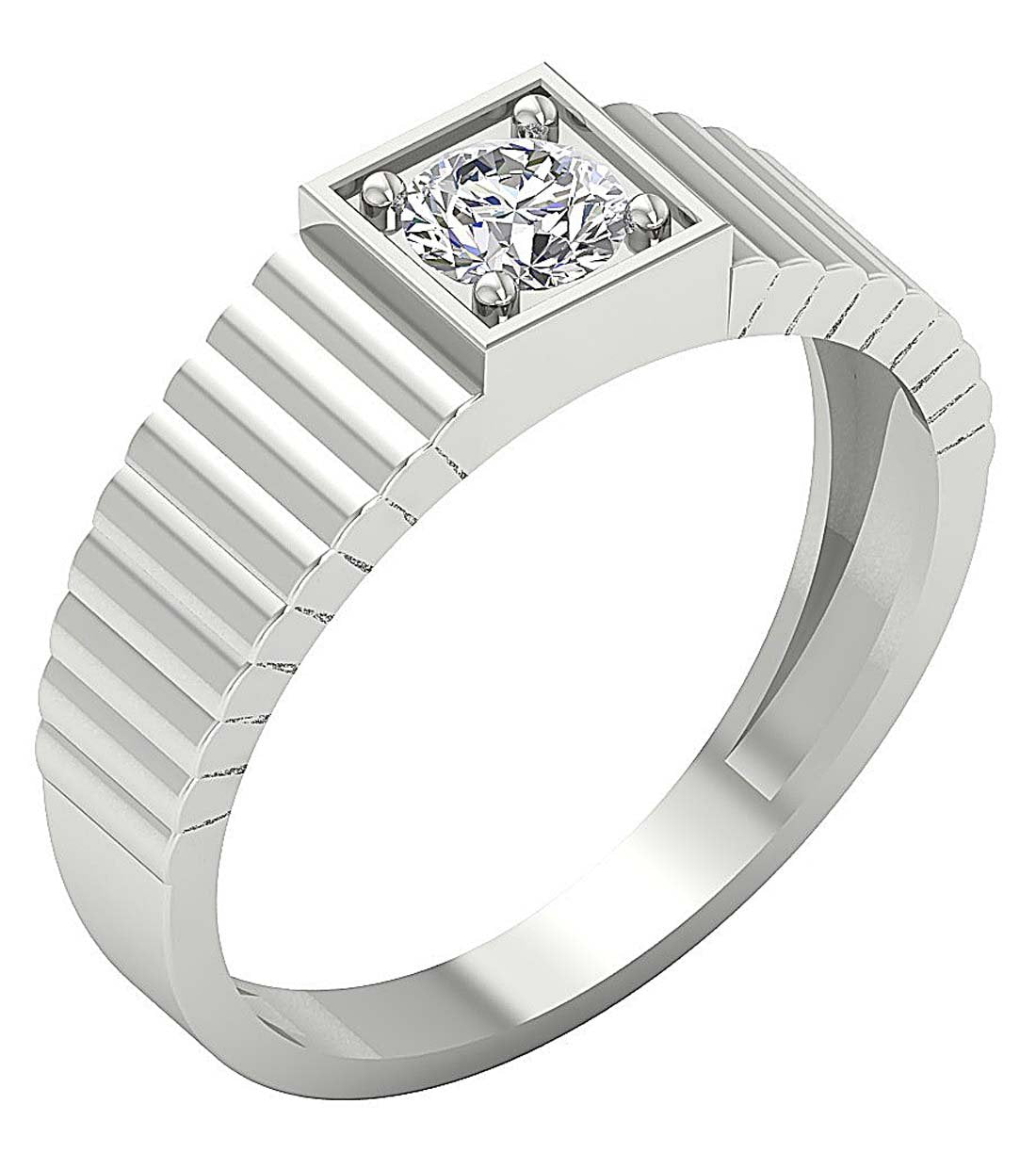 Men Solitaire Anniversary Ring Round Diamond SI1/I1 G 0.55 Ct 14k Solid Gold Prong Set