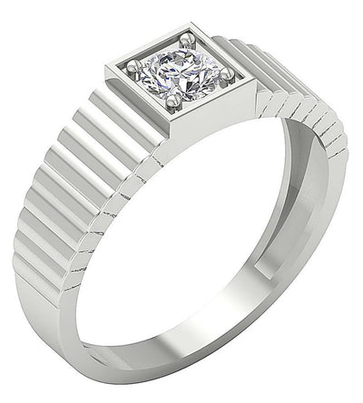 Men Solitaire Anniversary Ring Round Diamond SI1/I1 G 0.55 Ct 14k Solid Gold Prong Set