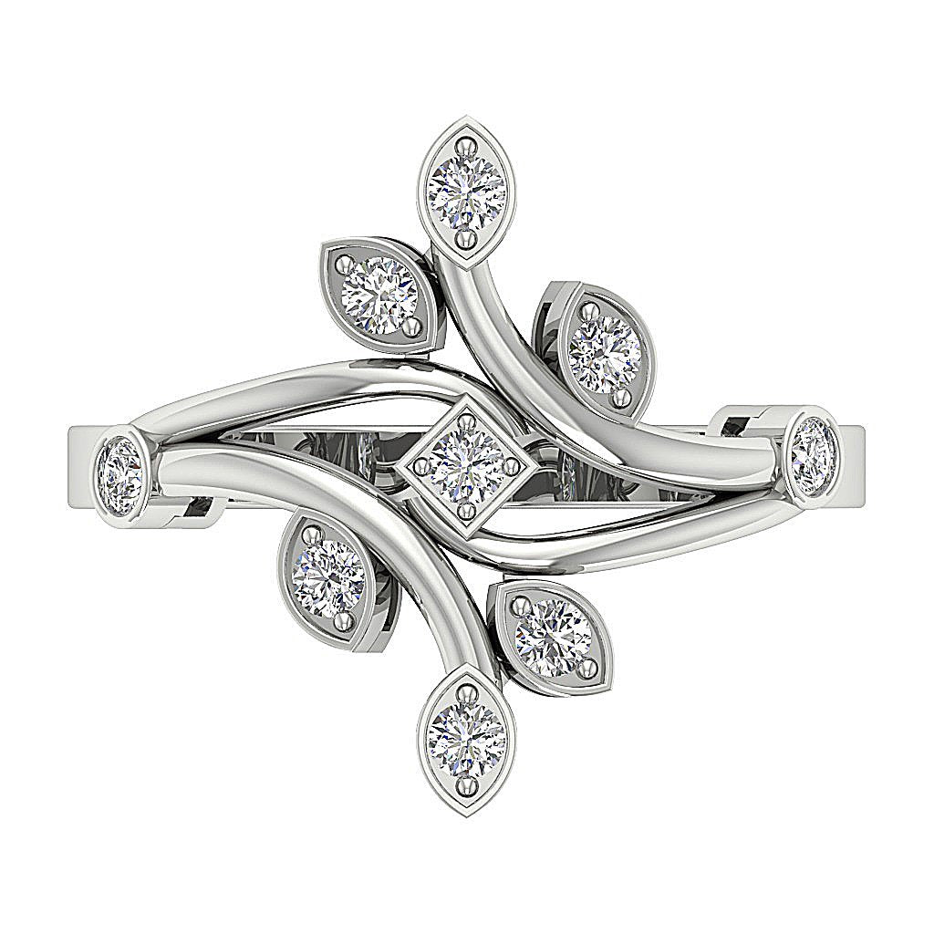 VS1 E 0.40 Ct Designer Right Hand Wedding Ring Genuine Diamond 14k White Yellow Rose Gold Bezel Set
