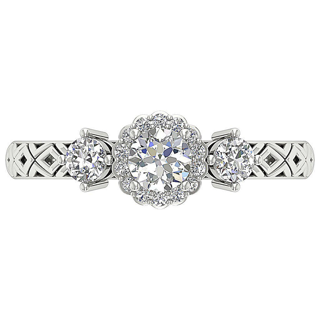 SI1 G 0.65 Ct Solitaire Halo Anniversary Ring Round Diamond 14k Yellow Gold Prong Set 6.50 MM