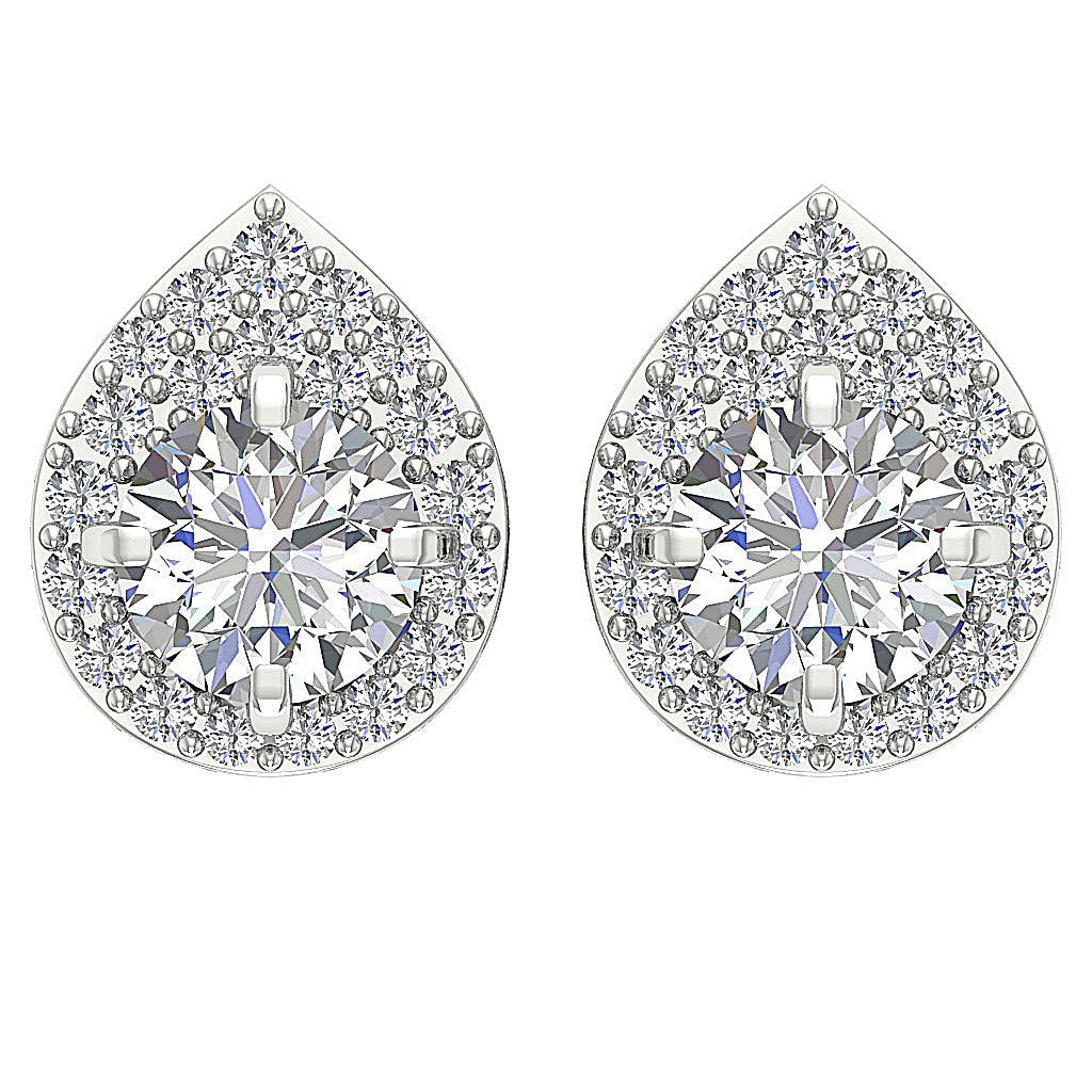 14k/18k Yellow Gold Round Diamond I1 G 1.75Ct Removable Jacket Halo Solitaire Stud Earring 7.80MM