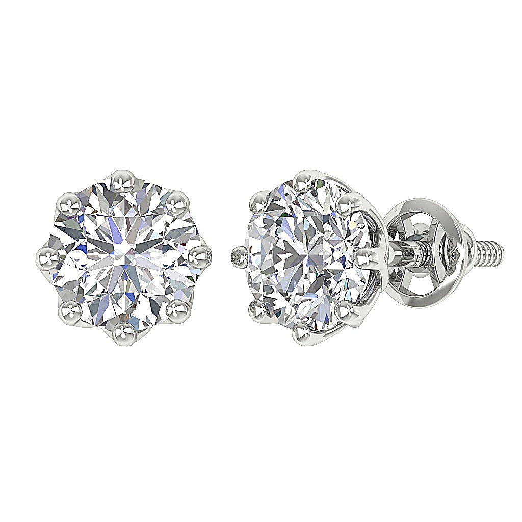 Prong Set Solitaire Studs Wedding Earrings Genuine Diamond SI1/I1 G 1.60Ct 14k/18k White Yellow Rose Gold