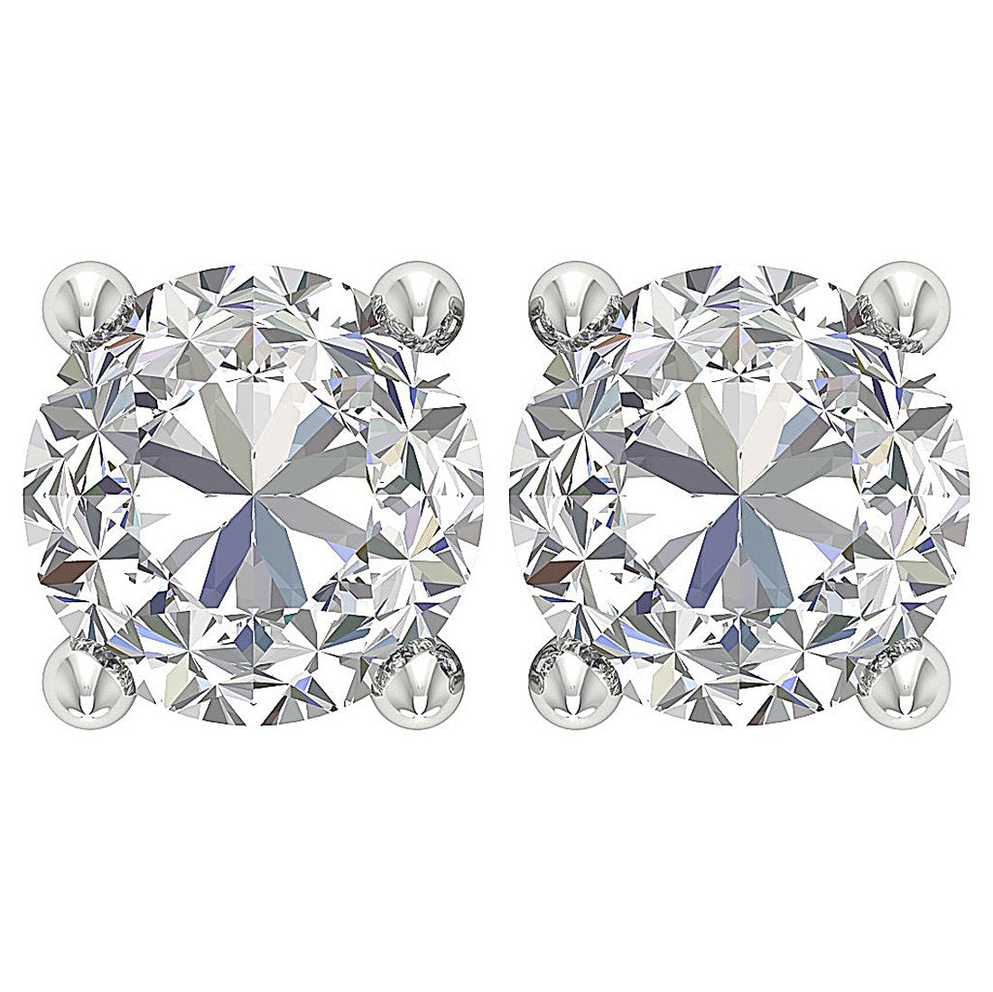 I1 G 2.50 Ct 4 Prong Set Natural Diamond 14k Solid Gold Solitaire Stud Earring