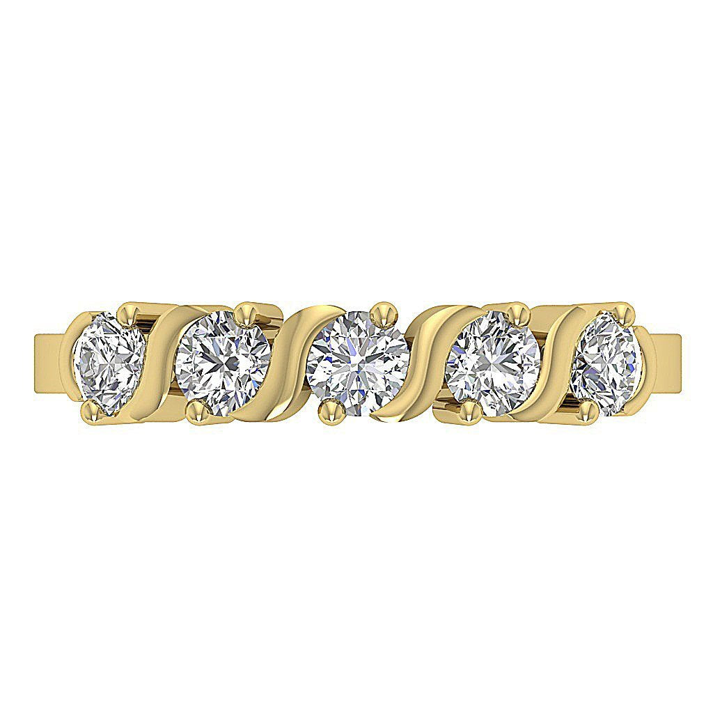 Natural Diamond Designer Five Stone Engagement Ring SI1 G 1.00 Ct 14k Solid Gold Prong Bar Set