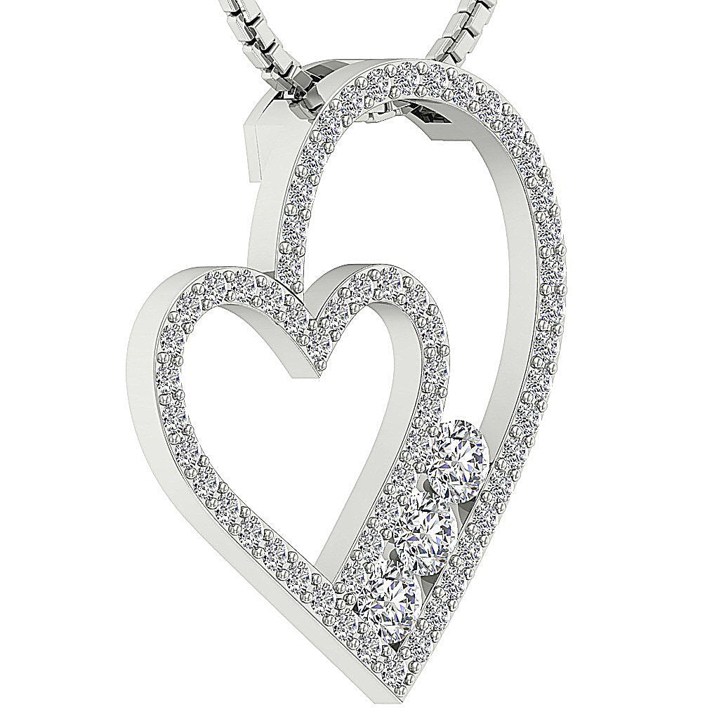DesignerPaveSet14kSolidGoldHeartPendants
