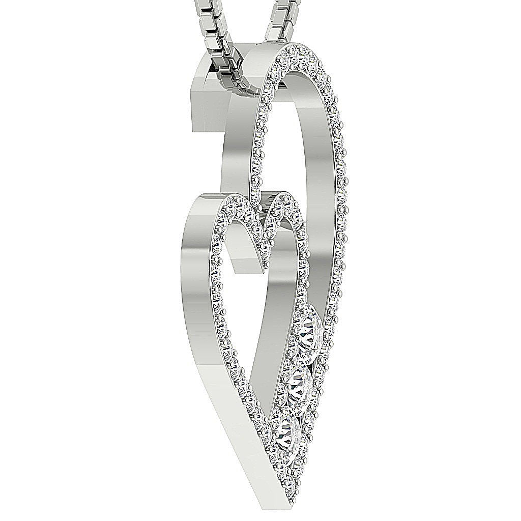 DesignerPaveSet14kWhiteGoldHeartPendants