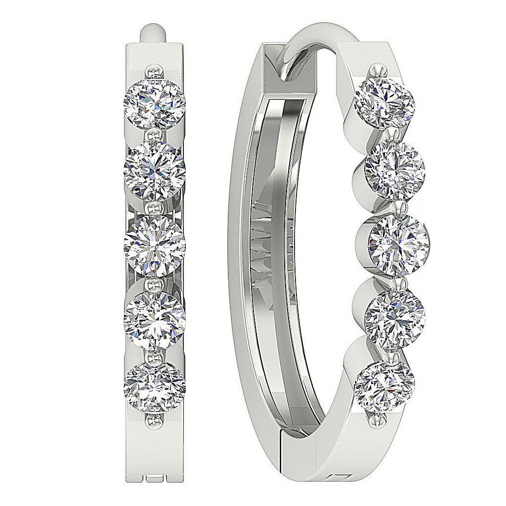 Designer Pave Set 14k Solid Gold Hoops Earring