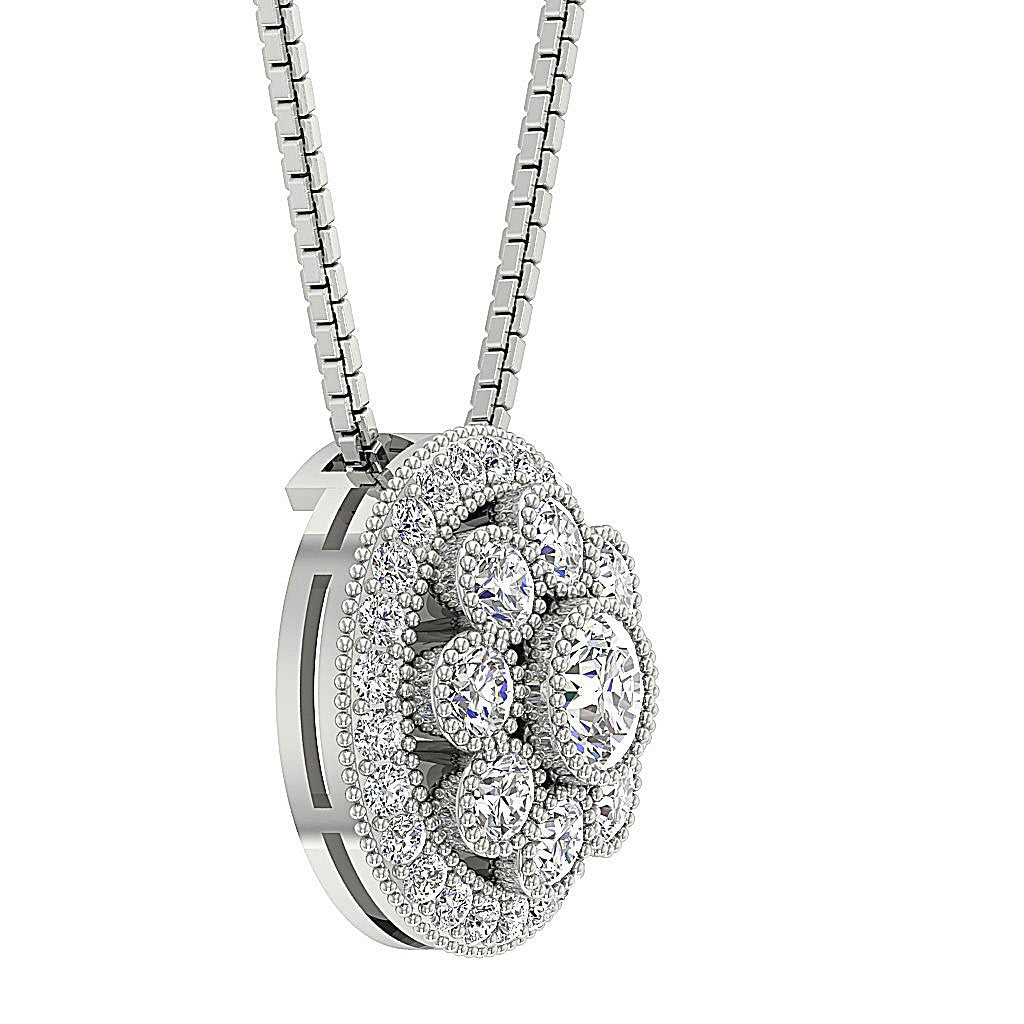 Halo Cluster Pendants 14k/18k Solid White Gold Natural Diamond SI1/I1 G 1.90 Ct Prong Bezel Set