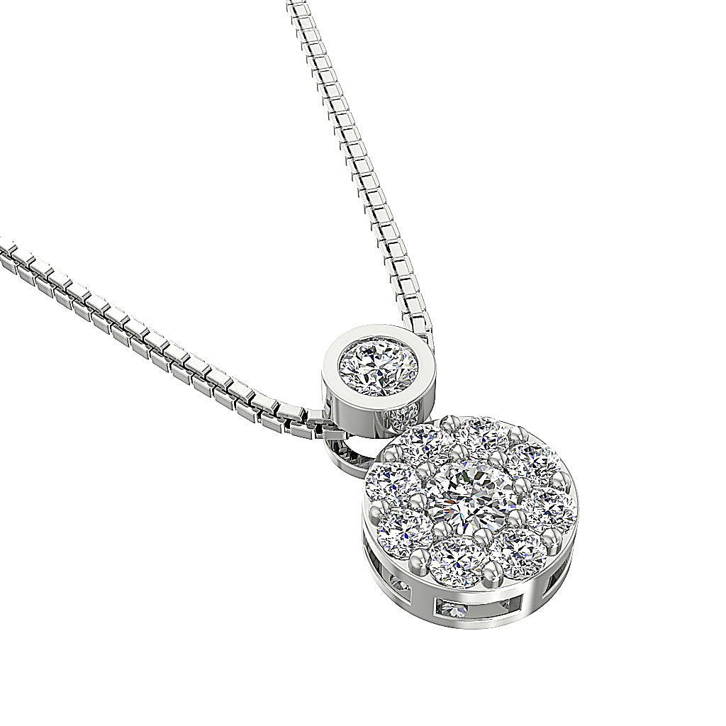 Genuine Diamond Circle Of Love Wedding Pendants SI1/I1 G 0.60 Ct 14k/18k White Gold Prong Bezel Set