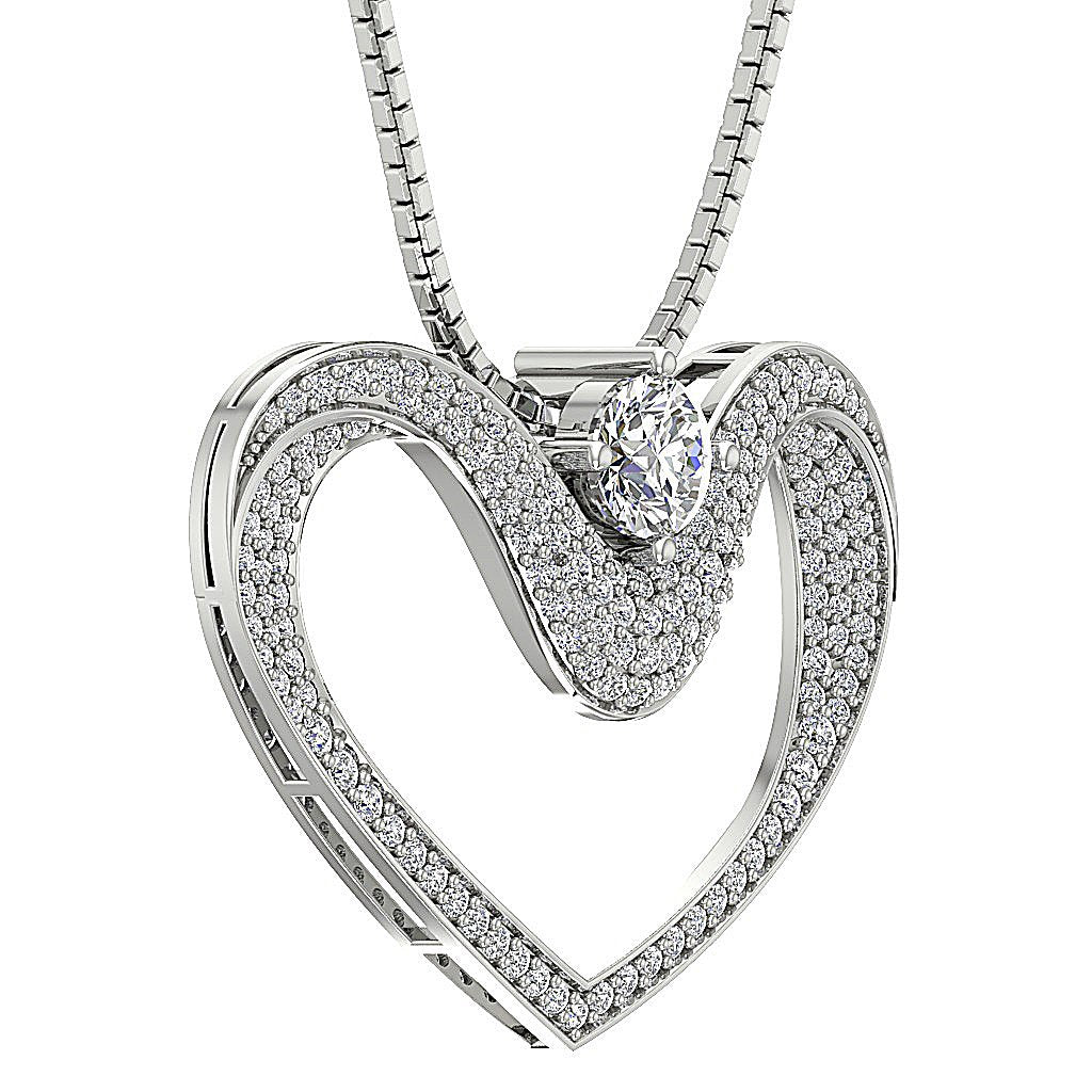 Heart Pendants SI1/I1 G 1.55 Carat 14k/18k White Yellow Rose Gold Natural Diamond