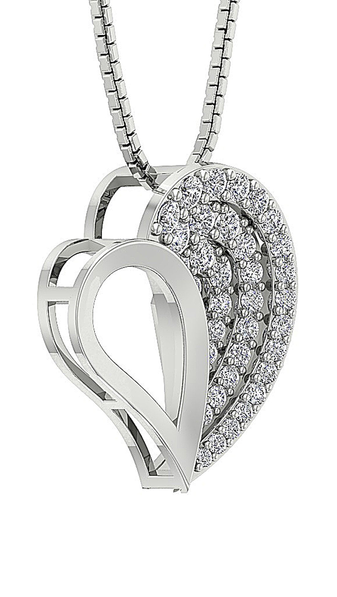 Heart Pendants 14k/18k White Gold SI1/I1 G 0.60 Ct Round Cut Diamonds