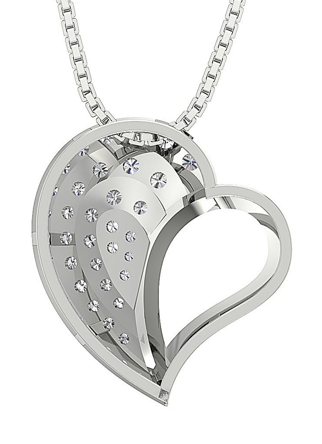 Heart Pendants 14k/18k White Gold SI1/I1 G 0.60 Ct Round Cut Diamonds