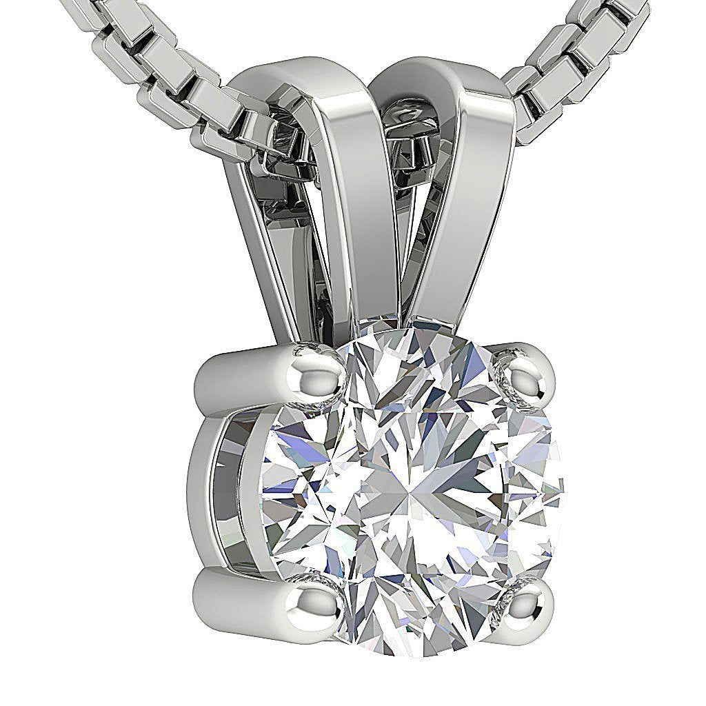 VS1/SI1/I1 0.50 Ct 14k/18k White Yellow Rose Gold Solitaire Pendants Round Diamonds Prong Set