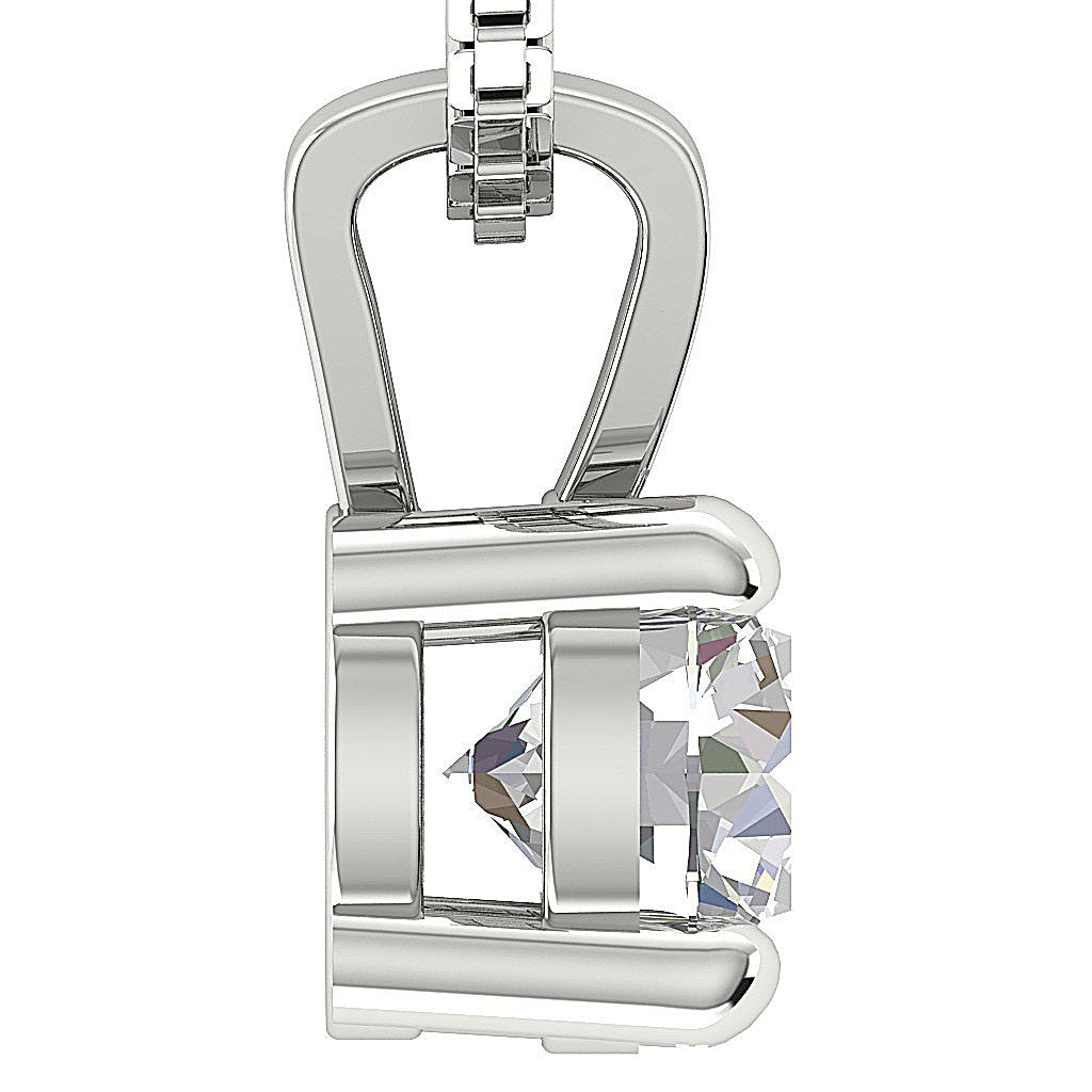 14k/18k White Yellow Rose Gold SI1/I1 G 1.00 Ct Solitaire Pendants Round Cut Diamonds Prong Set 6.29 MM