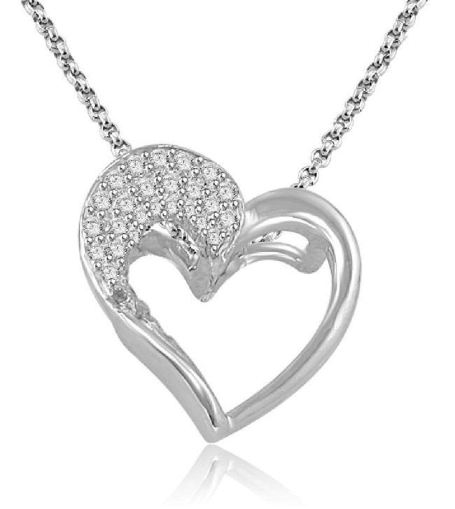 Heart Pendants Round Cut Diamond 14k/18k White Yellow Rose Gold SI1/I1 G 0.30 Carat