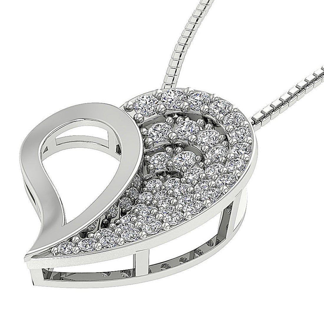 Heart Pendants 14k/18k White Gold SI1/I1 G 0.60 Ct Round Cut Diamonds