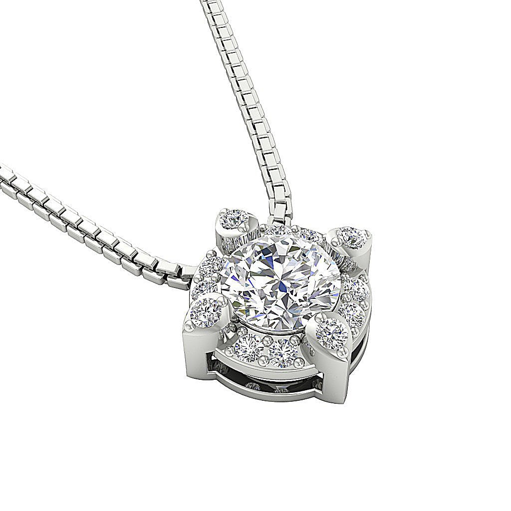 Halo Cluster Pendants 14k/18k Gold Natural Diamonds VS1/SI1/I1 G 0.65 Carat