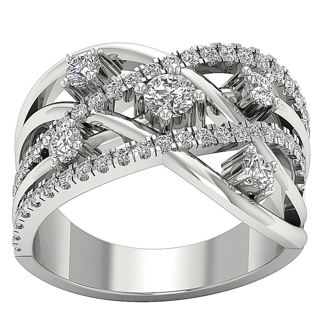 14k Rose Gold Prong Set Genuine Diamond I1 G 1.40 Ct Right Hand Wedding Ring 14.65 MM