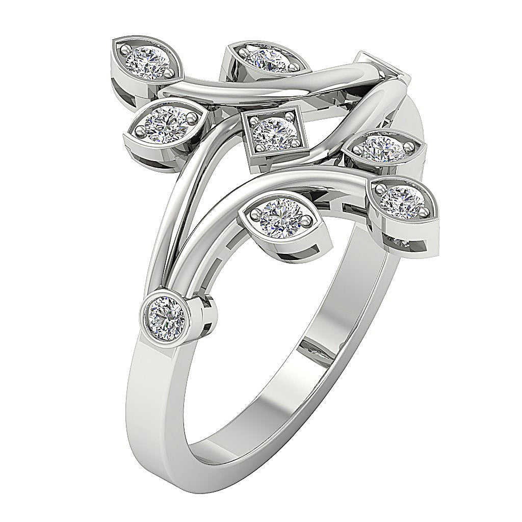 VS1 E 0.40 Ct Designer Right Hand Wedding Ring Genuine Diamond 14k White Yellow Rose Gold Bezel Set