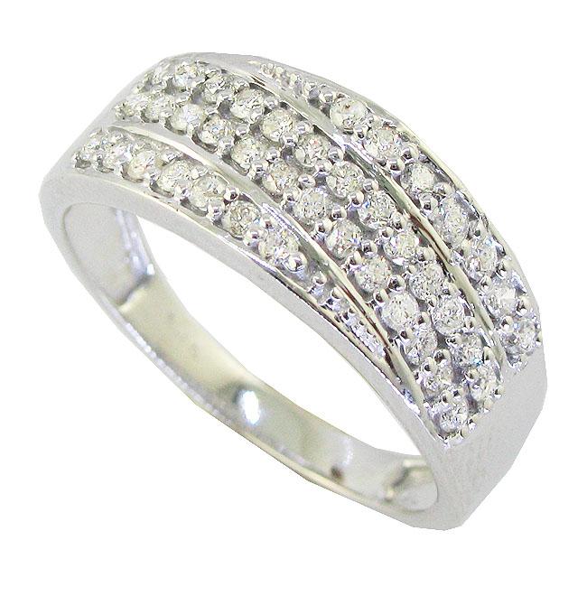 Genuine Diamond Designer Right Hand Wedding Ring I1 G 0.60 Ct 14k White Gold Prong Set