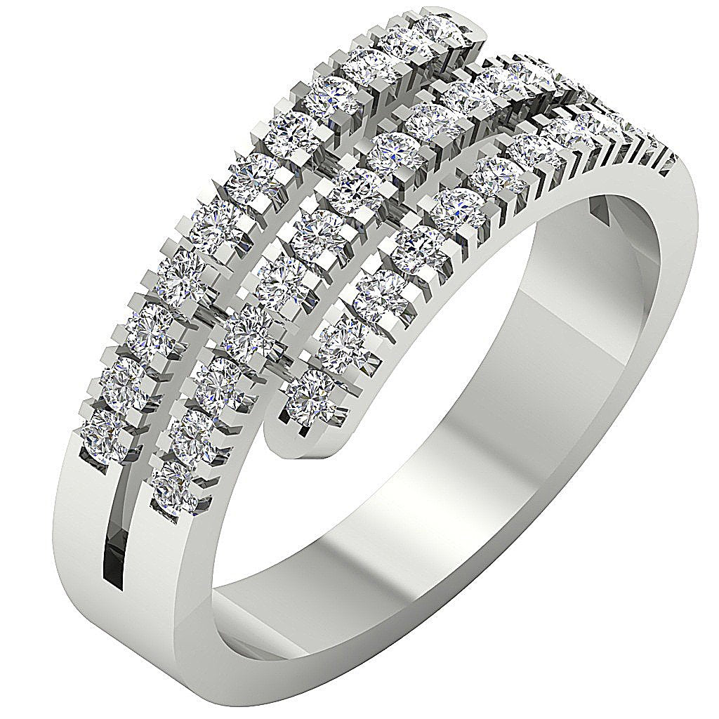 14k Yellow Gold Designer Right Hand Anniversary Ring I1 G 1.01 Ct Round Diamond Prong Set