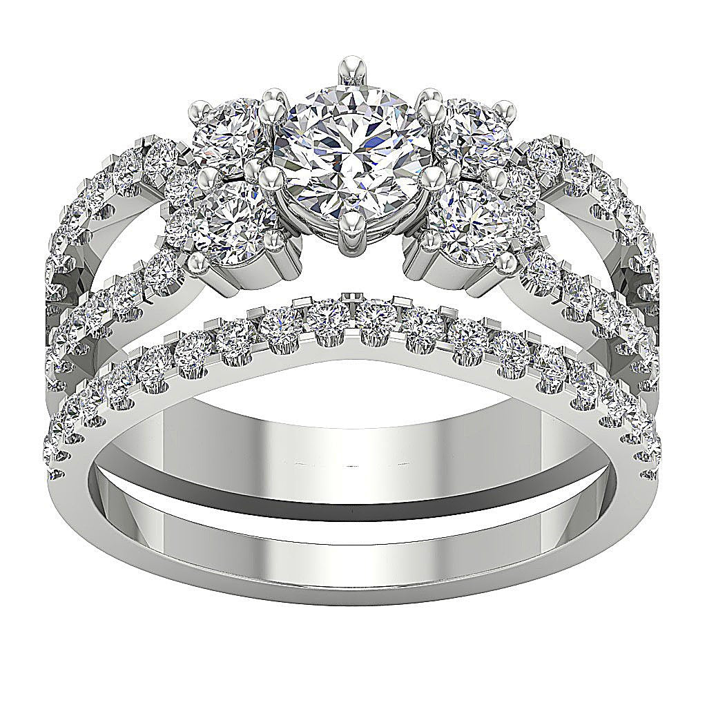 Solitaire Diamond Engagement Ring Sets I1 G 2.00 Carat Prong Set 8.40MM