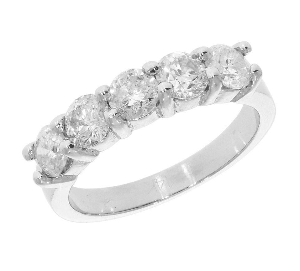 Natural Diamond Designer Five Stone Engagement Ring I1 G 1.25 Ct 14k Yellow Gold Prong Set