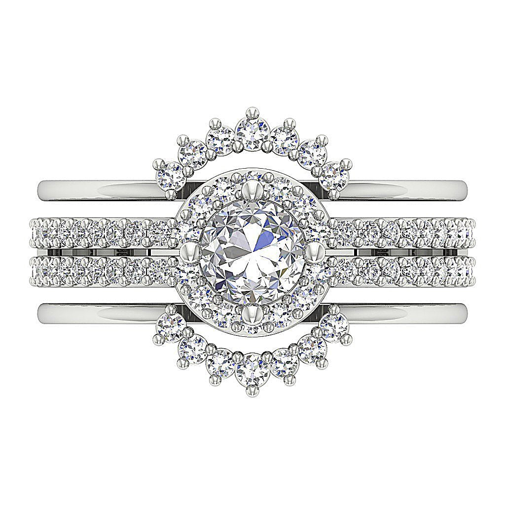 Designer Halo Engagement Solitaire Stackable Women Ring SI1 G 1.30 Ct Natural Diamond