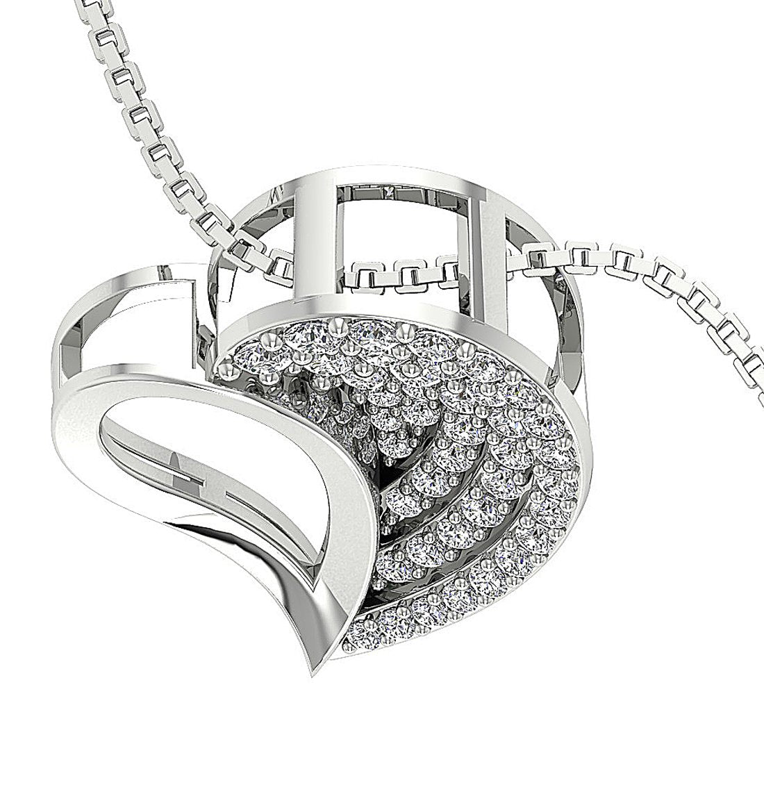 Heart Pendants 14k/18k White Gold SI1/I1 G 0.60 Ct Round Cut Diamonds