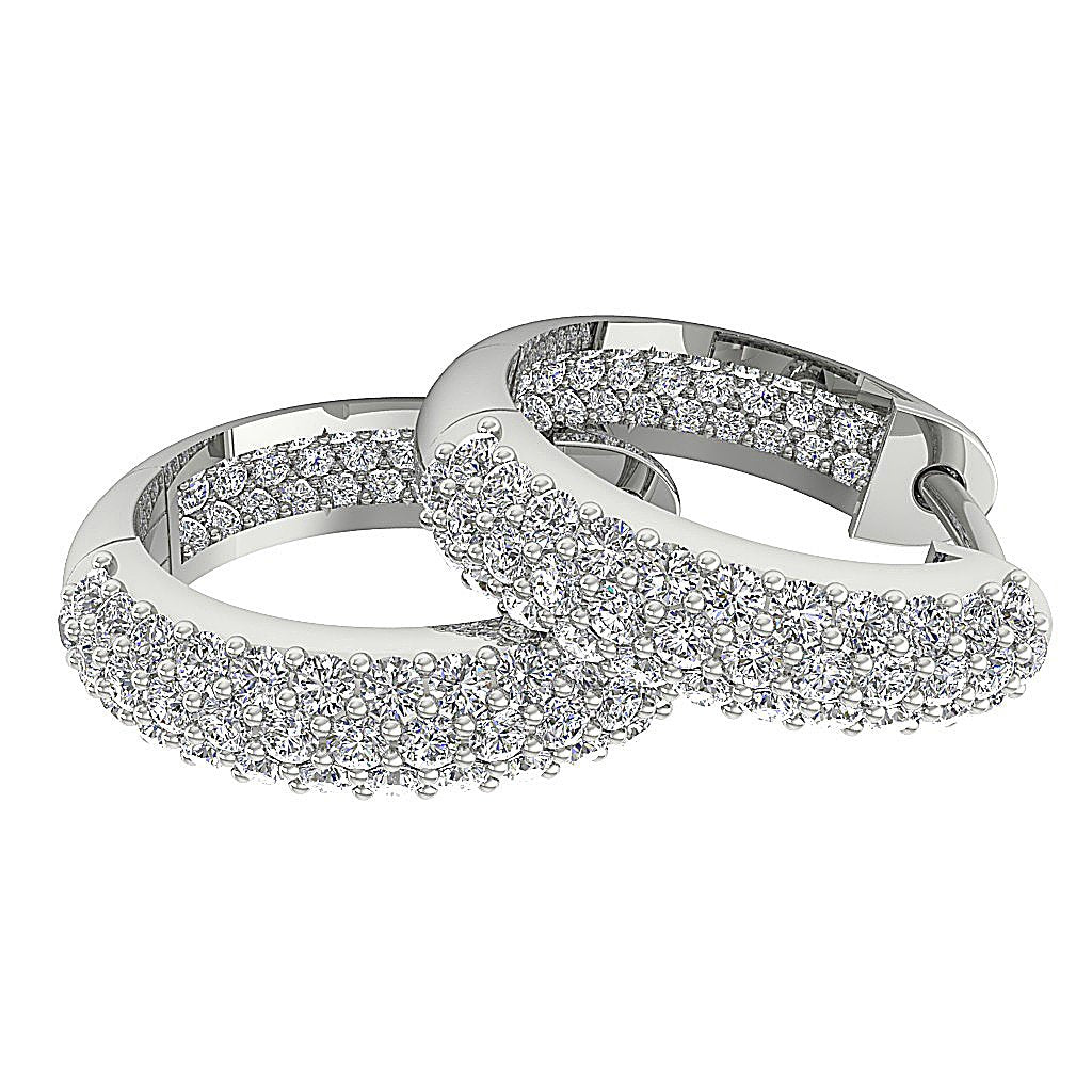 Prong Set Inside Outside Hoop Wedding Earrings Genuine Diamond SI1/I1 G 1.00 Ct 18k/14k White Yellow Rose Gold