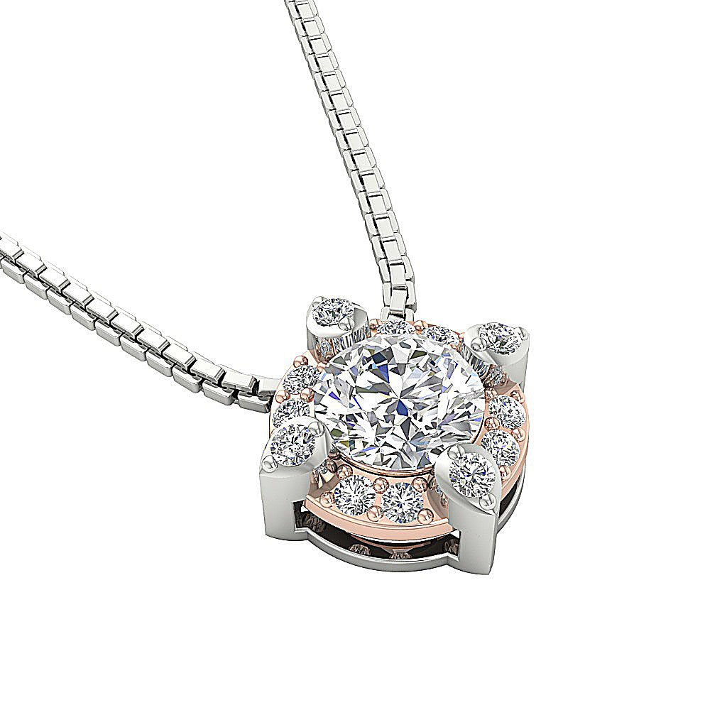 Halo Cluster Pendants 14k/18k Gold Natural Diamonds VS1/SI1/I1 G 0.65 Carat