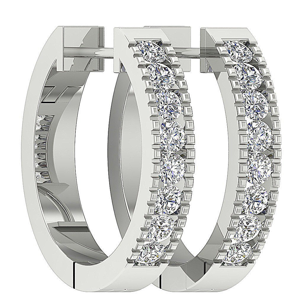 Designer Round Cut Diamond 14k White Gold Earring