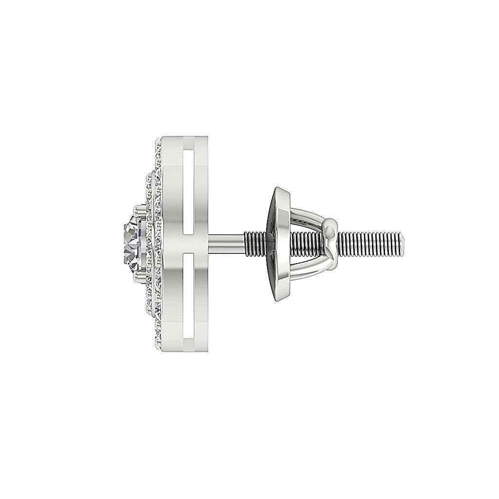 Halo Solitaire Studs Earrings I1 G 1.00 Ct 14k/18k Solid Gold Natural Diamonds