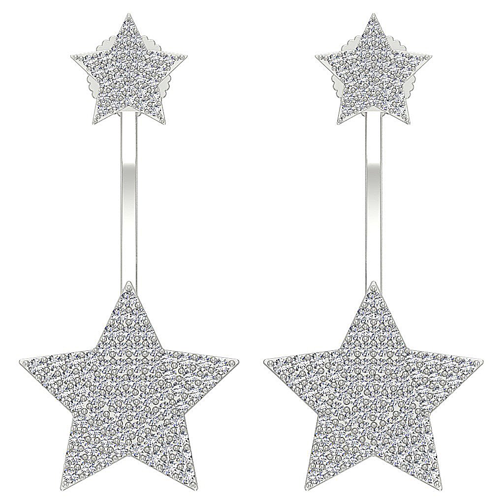 14k/18k Solid Gold Natural Diamonds I1 G 1.10 Ct Removable Jacket Studs Earrings Prong Set 14.75MM