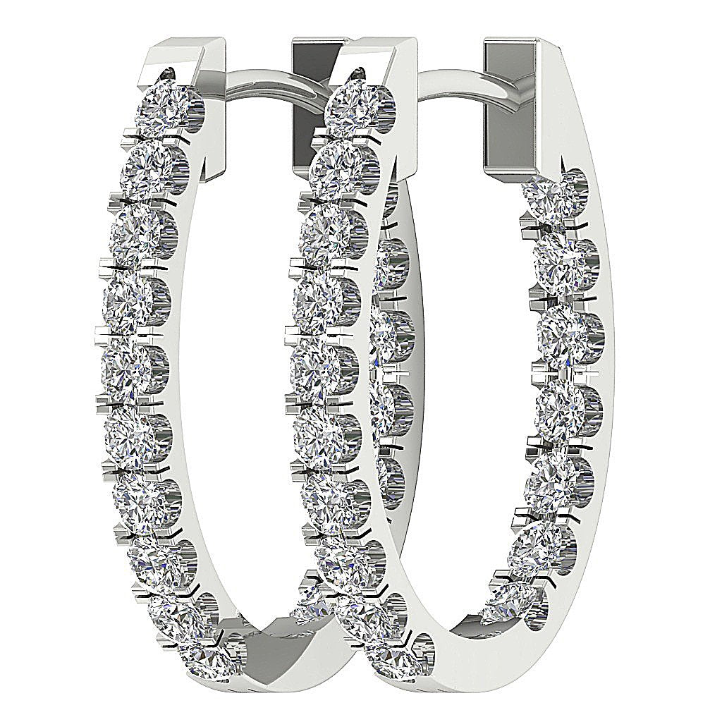 Designer Round Cut Diamond 14k White Gold Earring
