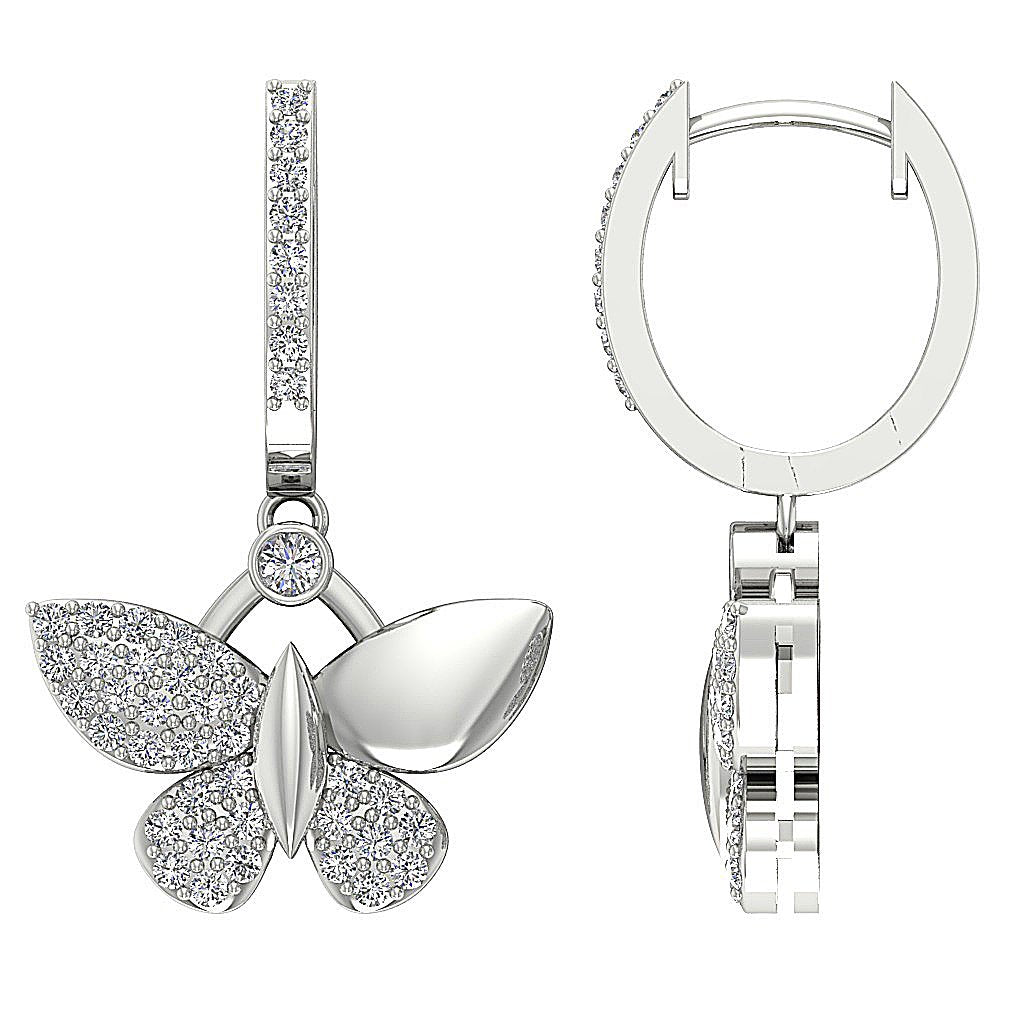 Prong Set Dangle Anniversary Earrings Round Diamond SI1/I1 G 0.60 Ct 18k/14k White Yellow Rose Gold